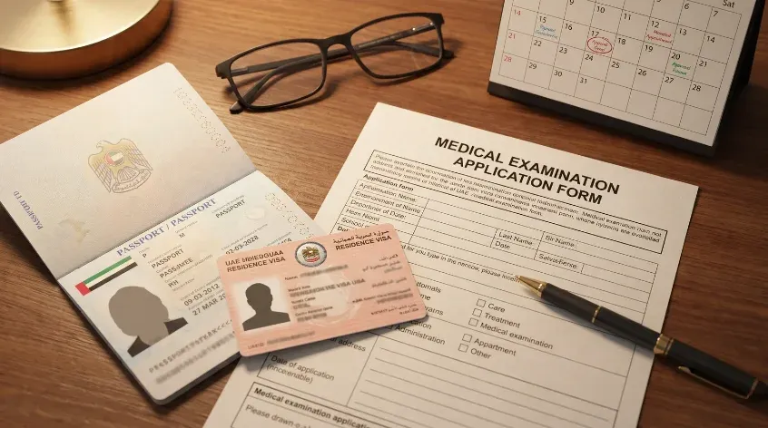 Emirates ID card and medical fitness forms
